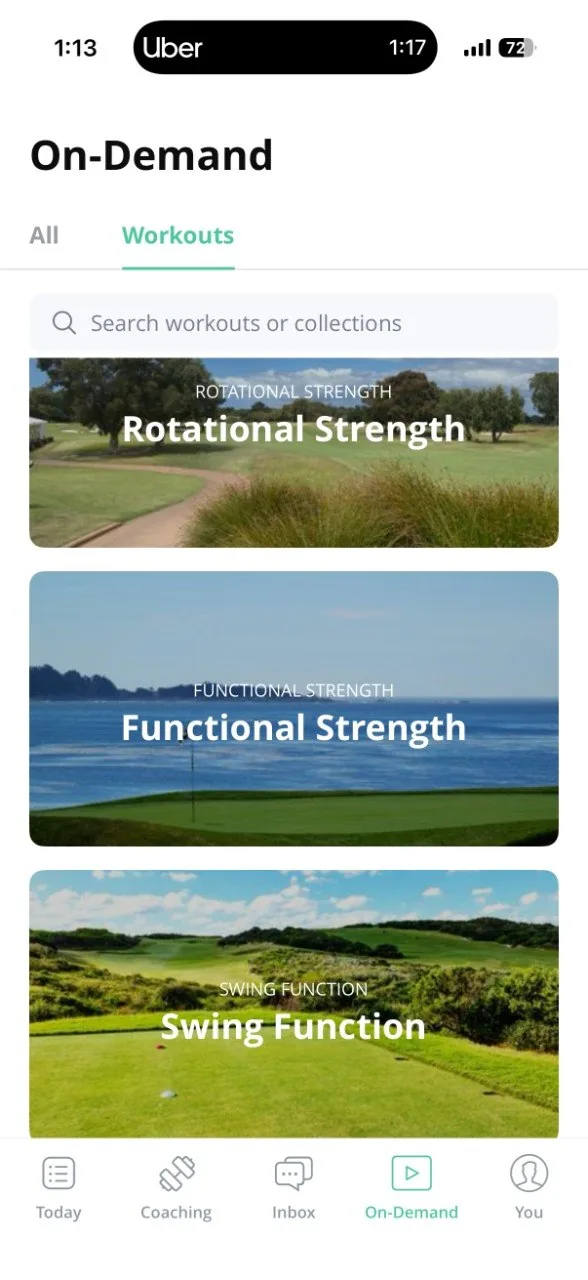 EverFit app on-demand golf workouts library built by Kam Bhabra