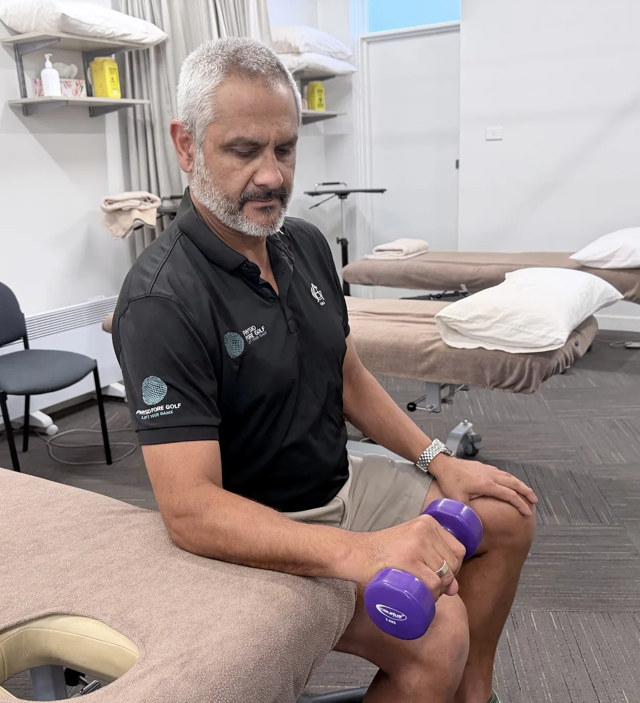Forearm pronation, the dumbbell rotated until the palm faces downwards